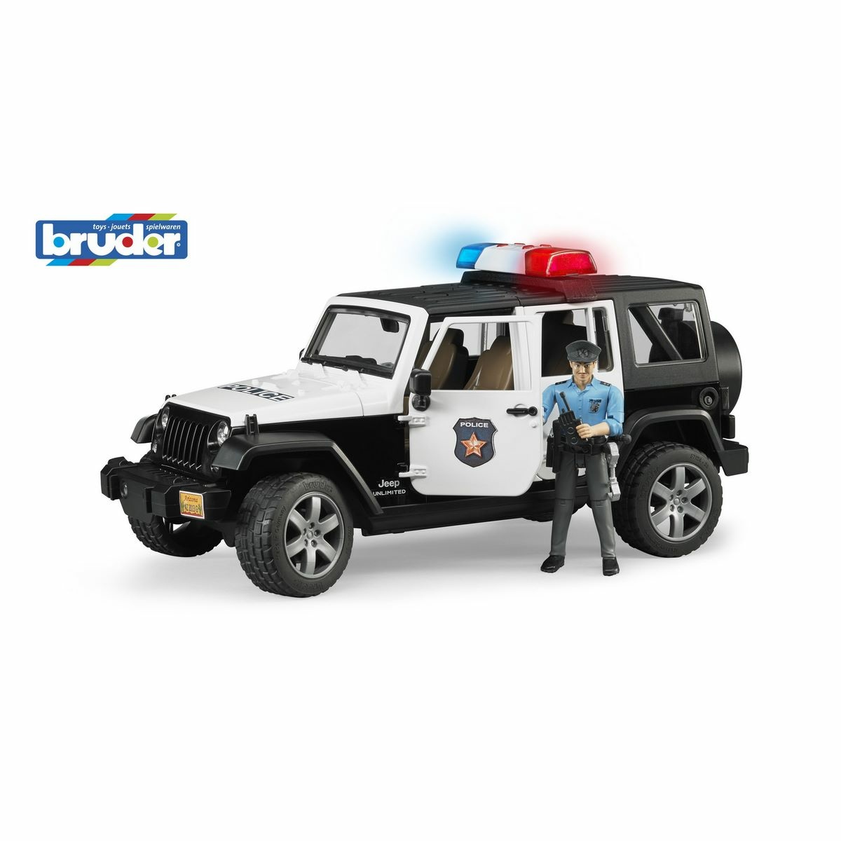 Bruder 02526 policejní Jeep Wrangler s policistou a příslušenstvím