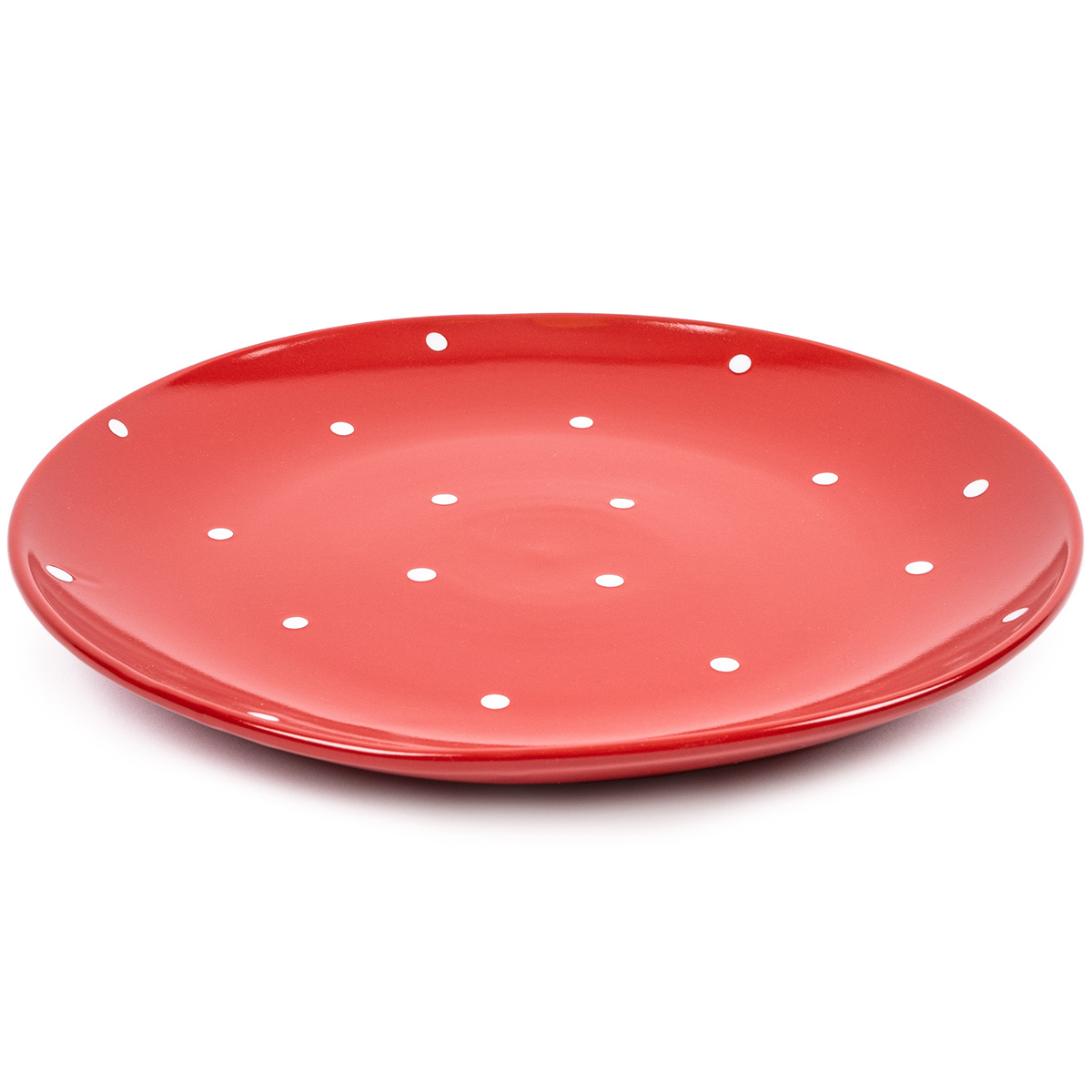 Keramický mělký talíř s puntíky